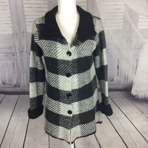 Maryline Black White Stripe Sweater Coat S